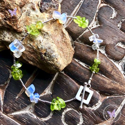 Peridot & Opalite Silver Bracelet